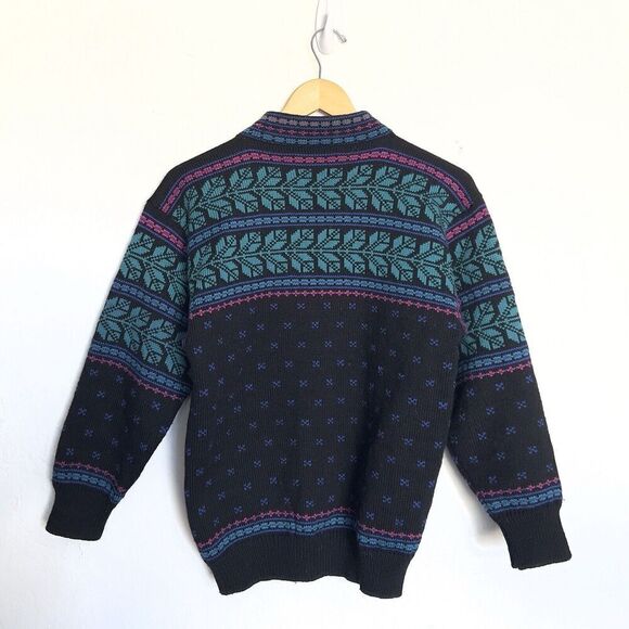 Vintage Stowe Woolens Sweater Small Nordic Cardigan Fair Isle Icelandic Cottage - Picture 6 of 7